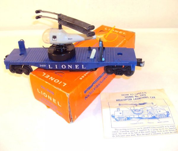 thumbnail image 2 of Lionel Operating Helicopter Car Accessory - For 3410, 3419, 3610 Sets, O Gauge, Mint Condition 2 of 12