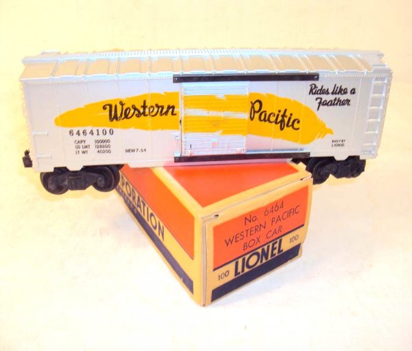 ABT: Great Lionel #6464-100 Yellow Feather Box Car: Paul V. Ambrose and Drew J. Bauer present: This is the #6464-100 Silver Western Pacific Box Car with Yellow Feather that Lionel made in the early 1950s. Type IIA body. Our Opinion is that it is genera
