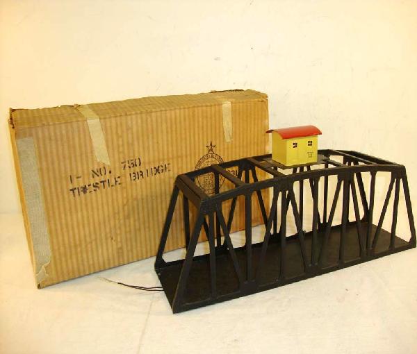 ABT: AF S: #750 Trestle Bridge/OB: Paul V. Ambrose and Drew J. Bauer present: This is the #750 Trestle Bridge that American Flyer made in S Gauge in the 1950s. Our Opinion is that it is generally in Excellent Condition. A Nice Original