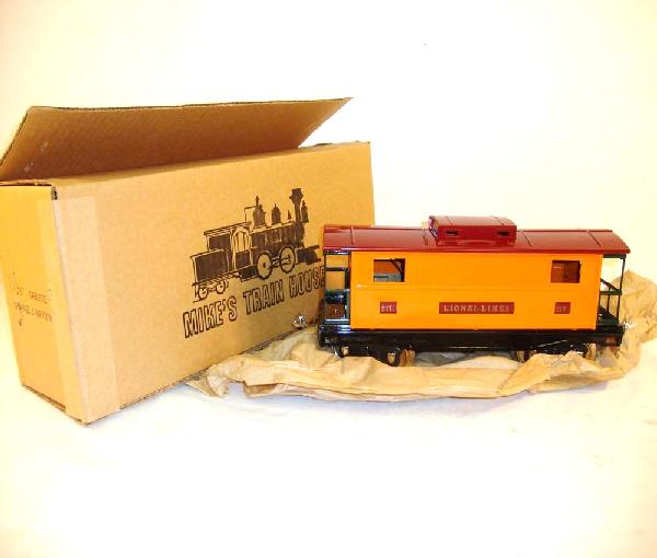 ABT: Mint MTH #217 Orange/Maroon LL Standard Gauge: Paul V. Ambrose and Drew J. Bauer present: This is the #217 Orange/Maroon Lionel Lines Caboose that MTH made a few years ago in Standard Gauge as a remake of the Lionel Model. Our Opinion is that it i