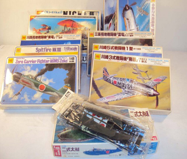 ABT: 11 Mint 1:48 Scale Japanese-Made Airplane Kit: Paul V. Ambrose and Drew J. Bauer present: These are 11 Airplane Kits mostly in 1:48 Scale that Otaki and Nichimo made in Japan circa the 1960s and 1970s. Our Opinion is that the Lot is generally in M