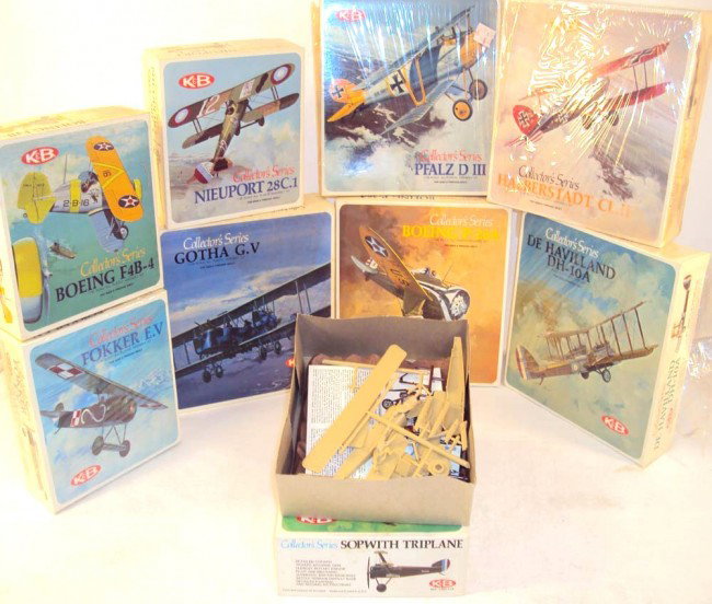 ABT: 9 K&B 1:48 Scale Airplane Kits/OBs: Paul V. Ambrose and Drew J. Bauer present: These are 9 1:48 Scale 'Collector Series' Airplane Kits that K&B made in the early 1970s. Our Opinion is that they generally in New Condition; note however t