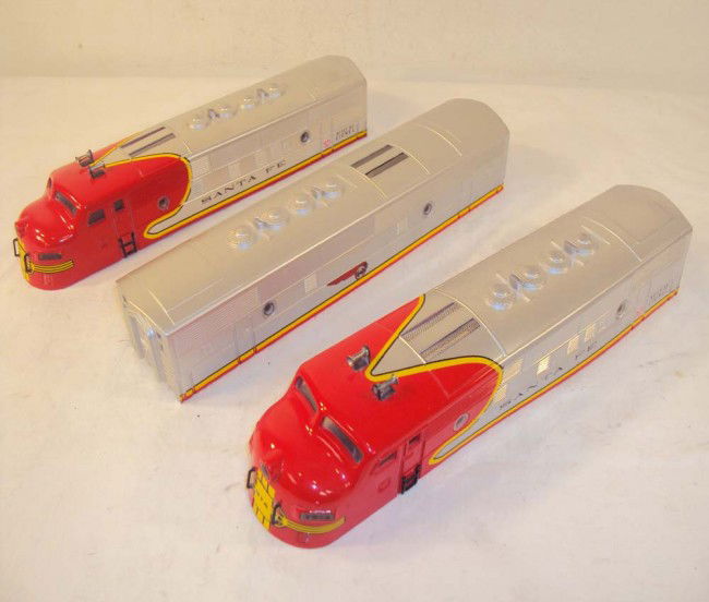 ABT: Lionel #2343 Santa Fe F-3 ABA Diesels Shells: Paul V. Ambrose and Drew J. Bauer present: These are the #2343 Santa Fe F-3 ABA Diesels Shells that Lionel made in the early 1950s. Old Restorations by Welz, nicely done. No Boxes. Please add $15.00 f