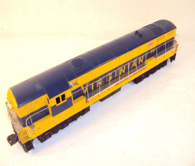 ABT: Lionel #2331 Virginian FM Blue & Yellow Dual: Paul V. Ambrose and Drew J. Bauer present: This is the #2331 Blue & Yellow Virginian FM Diesel with Dual Motors, Magnetraction and Horn that Lionel made in the middle 1950s. Our Opinion is that it is
