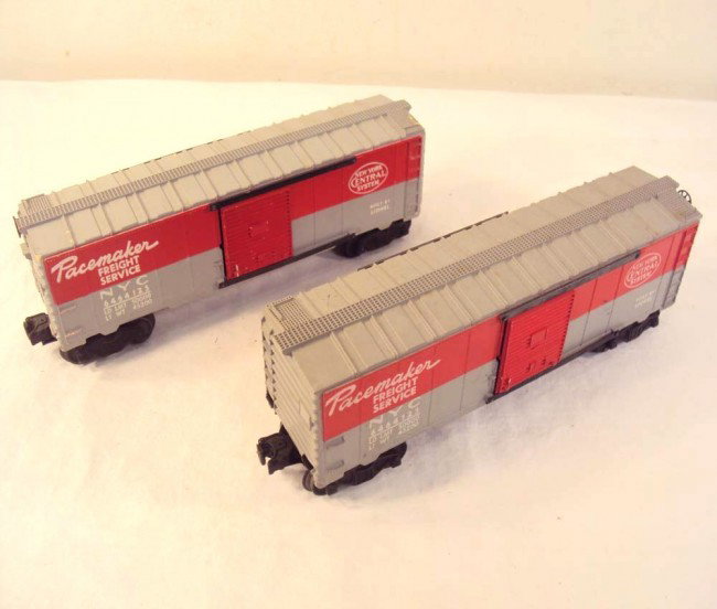 ABT: 2 Lionel #6464-125 Pacemaker RS Box Car: Paul V. Ambrose and Drew J. Bauer present: These are two #6464-125 NYC Pacemaker Box Car that Lionel made around 1955. Type Red body with rubber-stamped Lettering. Our Opinion is that they are general