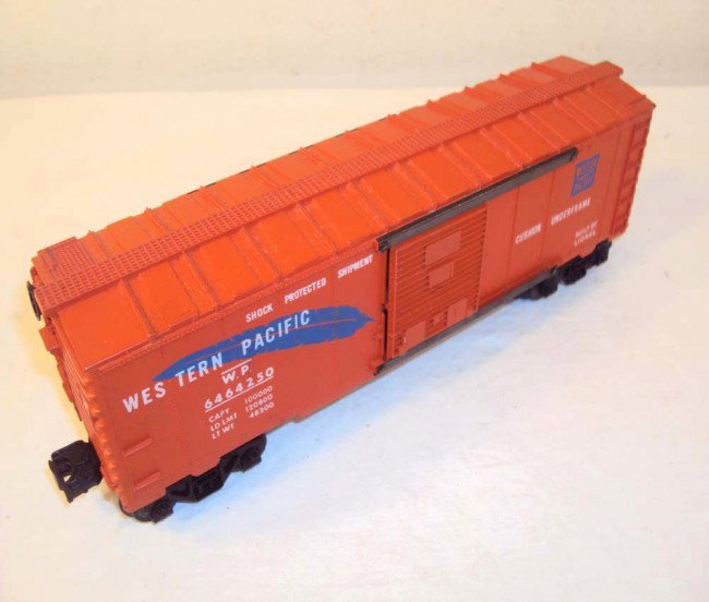 ABT: Lionel #6464-250 Western Pacific Box Car: Paul V. Ambrose and Drew J. Bauer present: This is the #6464-250 Western Pacific Box Car that Lionel made in the middle 1960s. Our Opinion is that it is generally in Excellent Condition, some oxidatio