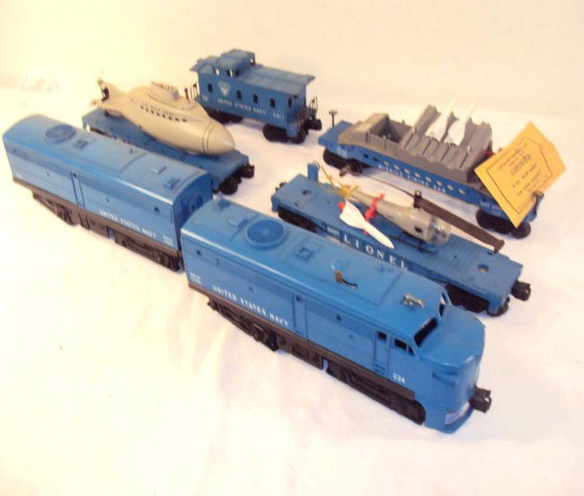 ABT: Lionel Contents 1959 #224P/C Military Set #163: Paul V. Ambrose and Drew J. Bauer present: These are the contents only for #1633 United States Navy Military Outfit that Lionel made circa 1960. This 027-Gauge Set included the #224P/C US Navy Alco AB