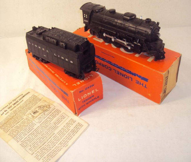 ABT: Exceptional Lionel #2037 Steam Engine & #243W: Paul V. Ambrose and Drew J. Bauer present: These are the #2037 Diecast Steam Engine with Headlight, Smoke and Magnetraction and the #243W Whistle Tender that Lionel made circa 1959-60. Engine with rub