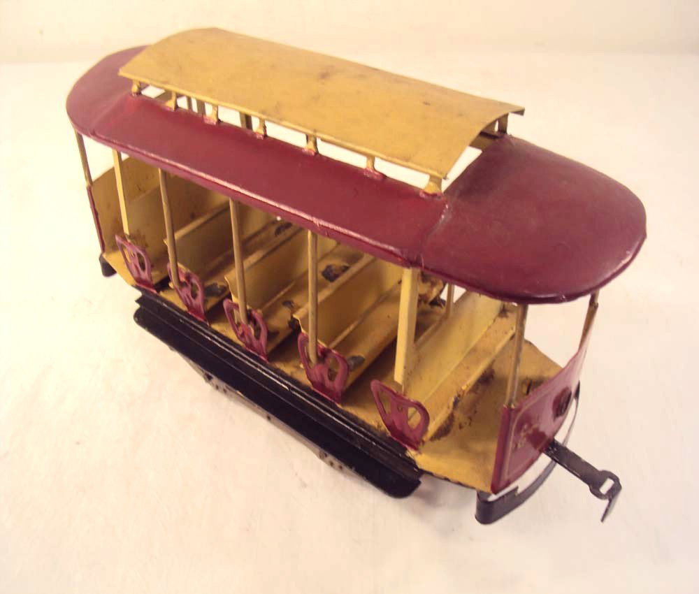ABT: Wonderful Lionel Standard Gauge #101 (1100) Op: Paul V. Ambrose and Drew J. Bauer present: This is the #101 (1100) Electric Rapid Transit five Bench, Open Summer, Trolley Trailer that Lionel made in Standard Gauge circa the 1910s. Partially repaint