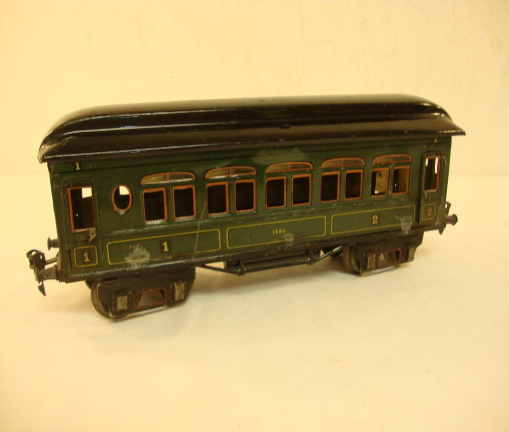 ABT: Marklin 1 Gauge #1886 Passenger Coach: Paul V. Ambrose and Drew J. Bauer present: This is the #1886 1st/2nd Passenger Coach that Marklin made in 1 gauge circa 1920. This example measures approx. 12-inches in length. Our Opinion is that it 