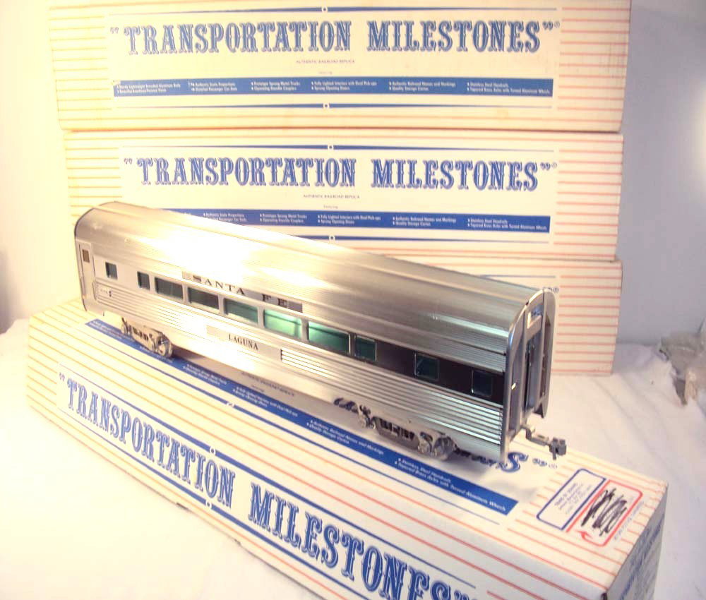 ABT: 4 Amazing DeHanes Streamlined Santa Fe Passen: Paul V. Ambrose and Drew J. Bauer present: These are four Santa Fe Streamlined Passenger Cars that Trains by DeHanes made in Standard Gauge in the recent past. The match the SF AB Diesels in Lot 30. O
