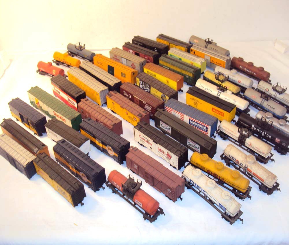 ABT: 47 Assorted HO Box Cars/Reefers/Tank Cars: Paul V. Ambrose and Drew J. Bauer present: These are forty-seven Assorted Box Cars/Reefers/Tank Cars that were made in HO some years ago. Please look at pictures. No Boxes. Please add $30.00 for US-48