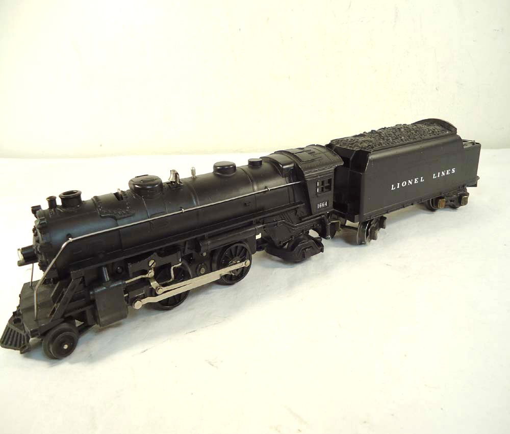 ABT: Lionel #1664 Steam Engine & Tender (R): Paul V. Ambrose and Drew J. Bauer present: These are the #1664 Steam Engine and Tender that Lionel made Pre War. Repainted and no Boxes. Please add $16.00 for US-48 Shipping and Insurance.