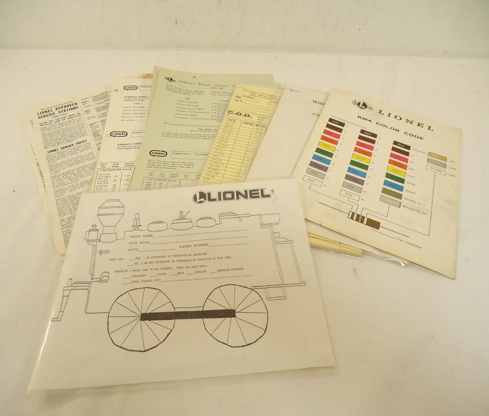 ABT: Lionel 1960s Paper Lot w/Phonograph & Other: Paul V. Ambrose and Drew J. Bauer present: This is a Lot of non-Train 1960s Paper that includes Order Pads, Parts Lists, Service Station Directories, etc. for varied Lionel ventures of the Era such as