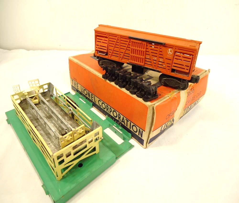 ABT: Lionel #3656 Operating Cattle Car Set/OB: Paul V. Ambrose and Drew J. Bauer present: This is the #3656 Operating cattle Car Set that Lionel made circa 1950. Includes OB and cattle as pictured. Please add $14.00 for US-48 Shipping and Insuranc
