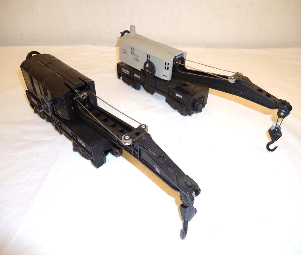 ABT: Lionel #6460 Black & #6560 Gray Cranes: Paul V. Ambrose and Drew J. Bauer present: These are the Lionel Lines #6460 Black and #6560 Grey Cranes that Lionel made circa the early 1950s. No Boxes. Please add $15.00 for US-48 Shipping and Insur