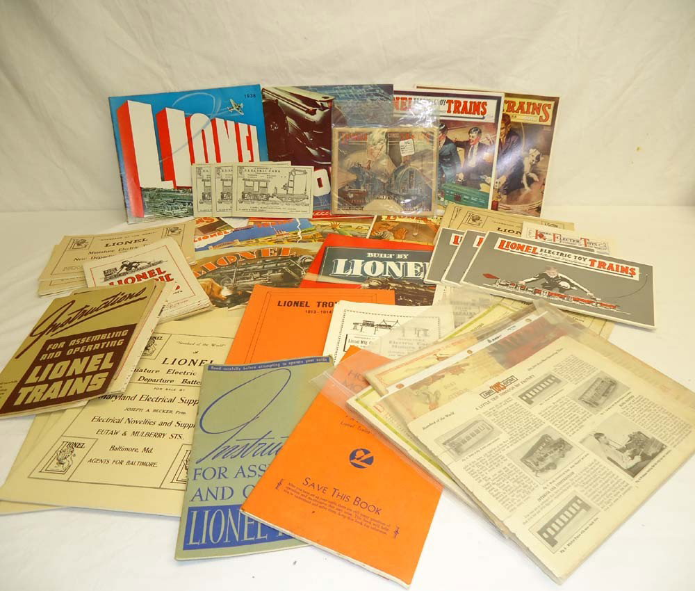 ABT: Assortment Lionel Catalogs & Manuals/Paper: Paul V. Ambrose and Drew J. Bauer present: This is a group of Reproduction Catalogs plus some Original Manuals and Paper that Lionel issued Pre War. Great for reference. Kindly examine the pictures ca