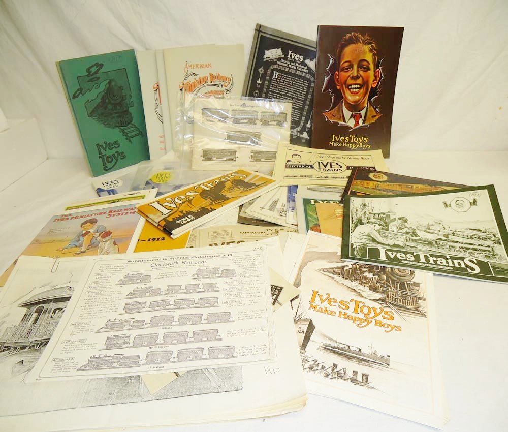 ABT: Assortment Ives Catalogs/Paper: Paul V. Ambrose and Drew J. Bauer present: This is an assortment of Catalogs and Paper that Ives issued Pre War. Most are reproduction, but still great for reference. Please add $20.00 for US-48 Shipp