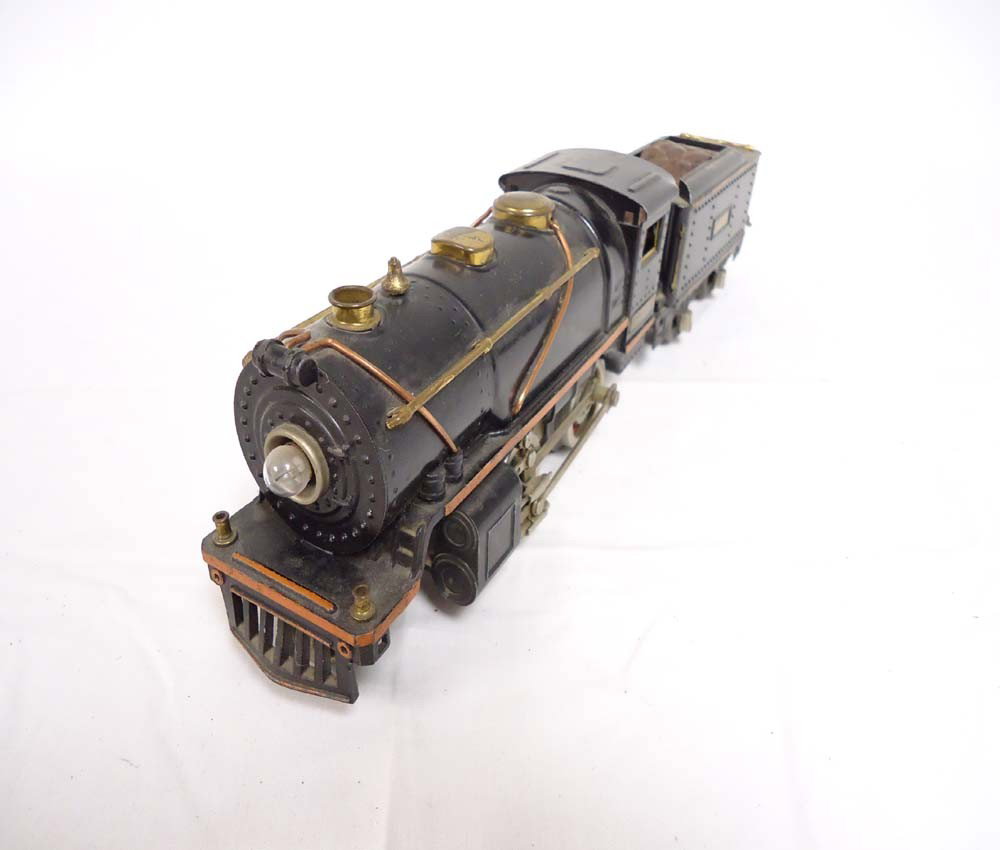 ABT: Ives O Gauge #257 Steam Engine & Tender: Paul V. Ambrose and Drew J. Bauer present: These are the #257 Steam Engine and Tender that Ives made in O gauge circa 1930, using Lionel items since Ives was then owned by Lionel. Scarce. No Boxes. Pl