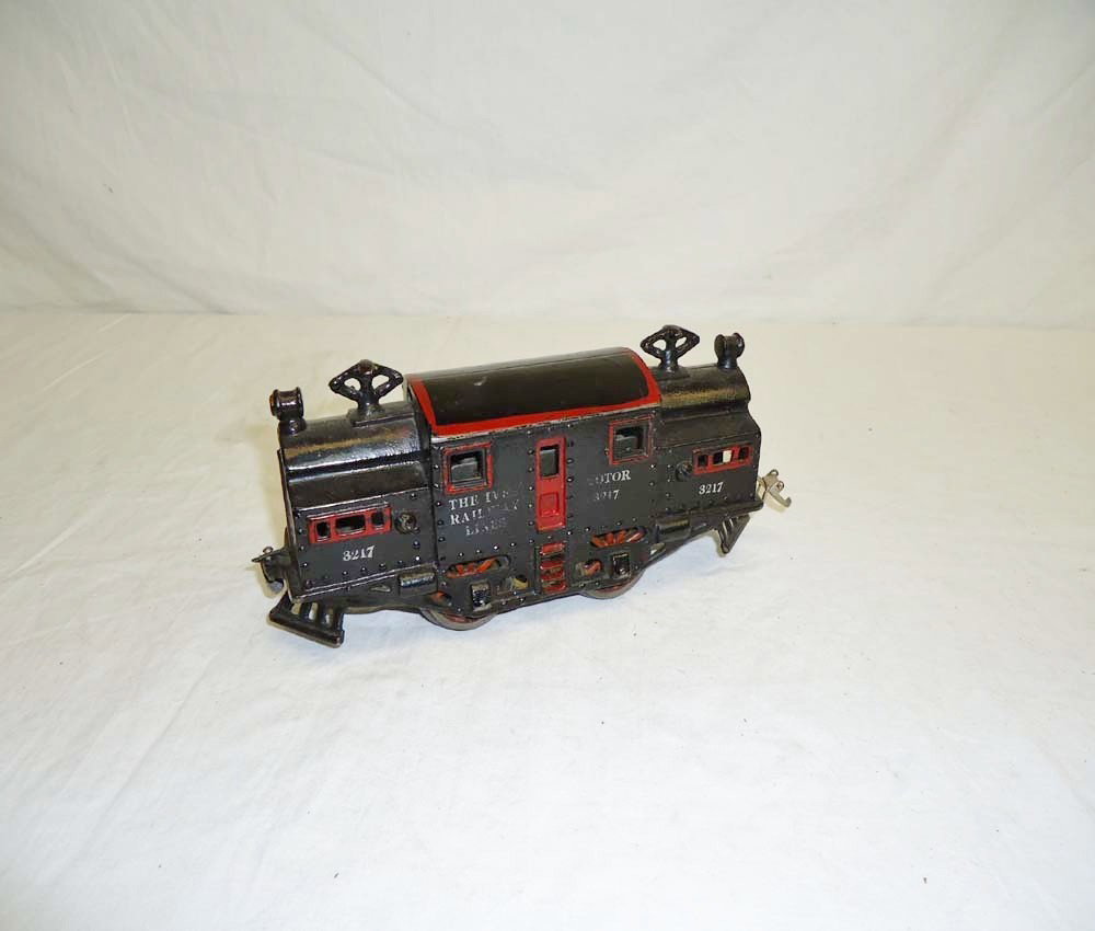 ABT: Ives O Gauge #3217 Black Electric: Paul V. Ambrose and Drew J. Bauer present: This is the #3217 Black Electric that Ives made in O gauge circa the 1920s. No Box. Please add $16.00 for US-48 Shipping and Insurance.