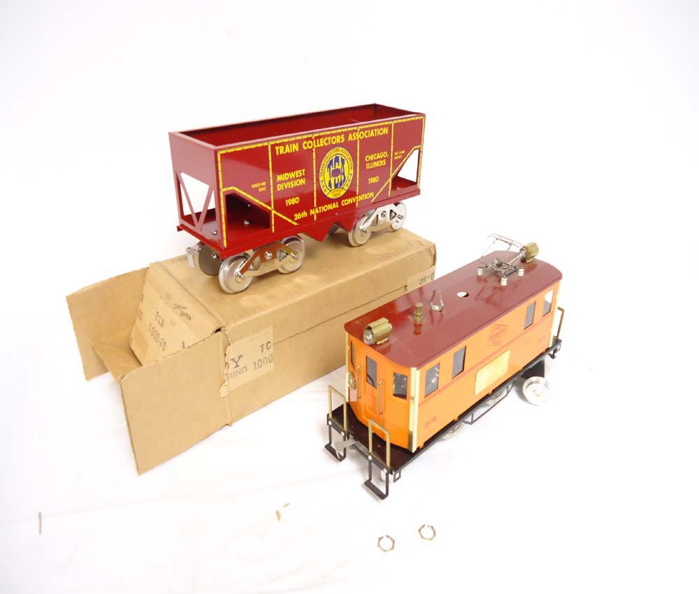 ABT: CMT/McCoy Std Gauge #201 Electric & 1980 TCA: Paul V. Ambrose and Drew J. Bauer present: These are the #201 Milwaukee Electric and the #1000/1980 TCA Hopper that CMT/McCoy made in Standard Gauge in the recent past. Includes one OB. Please add $25