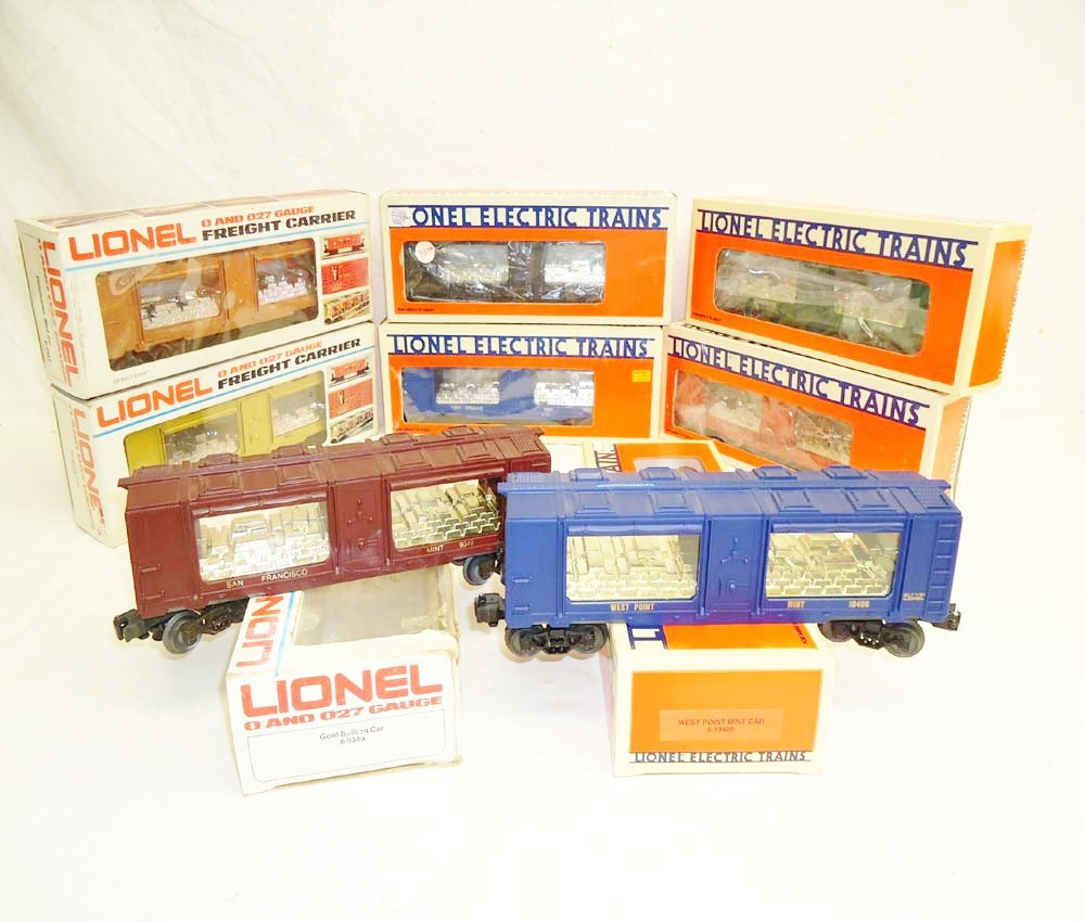 ABT: 8 Mint Assorted Lionel Mint Cars/OBs: Paul V. Ambrose and Drew J. Bauer present: These are eight Assorted Mint Cars that Lionel made a few years ago. Included are the #7522 New Orleans, the #7530 Dahlonga, the #7515 Denver Mint Car, the #