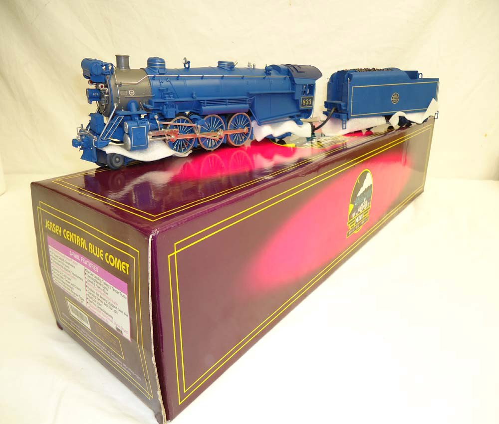 ABT: Mint MTH #20-3028-1 Jersey Central (833) Blue: Paul V. Ambrose and Drew J. Bauer present: This is the #20-3028-1 Jersey Central (833) Blue Comet Scale Steam Engine and Tender with Protosounds that MTH made a few years ago. Our Opinion is that it i