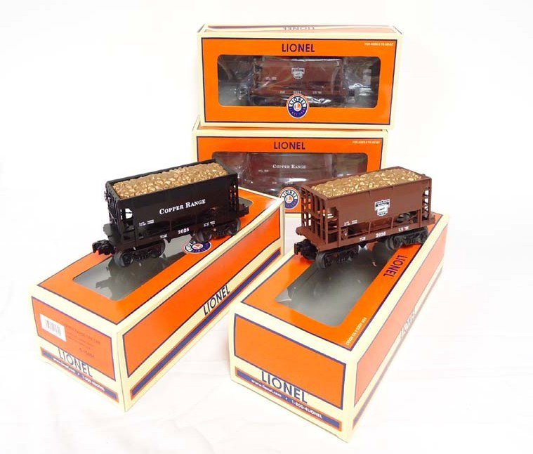 ABT: 4 Mint Lionel #16484/16485/16486/16488 Copper: Paul V. Ambrose and Drew J. Bauer present: These are four Copper Range Ore Cars that Lionel made a few years ago. Included are the #16484/16485/16486/16488 Cars. Our Opinion is that they are generally