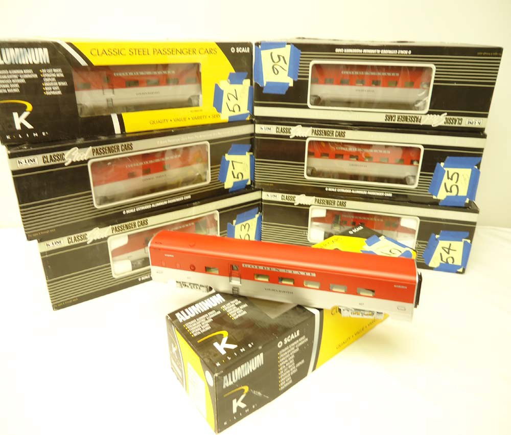 ABT: 7 Mint Assorted K-Line Golden State Passenger: Paul V. Ambrose and Drew J. Bauer present: These are seven Assorted Golden State Passenger Cars that K-Line made a few years ago. Included are two #K4632-0479 Golden Divan Observation Cars, two #K4632