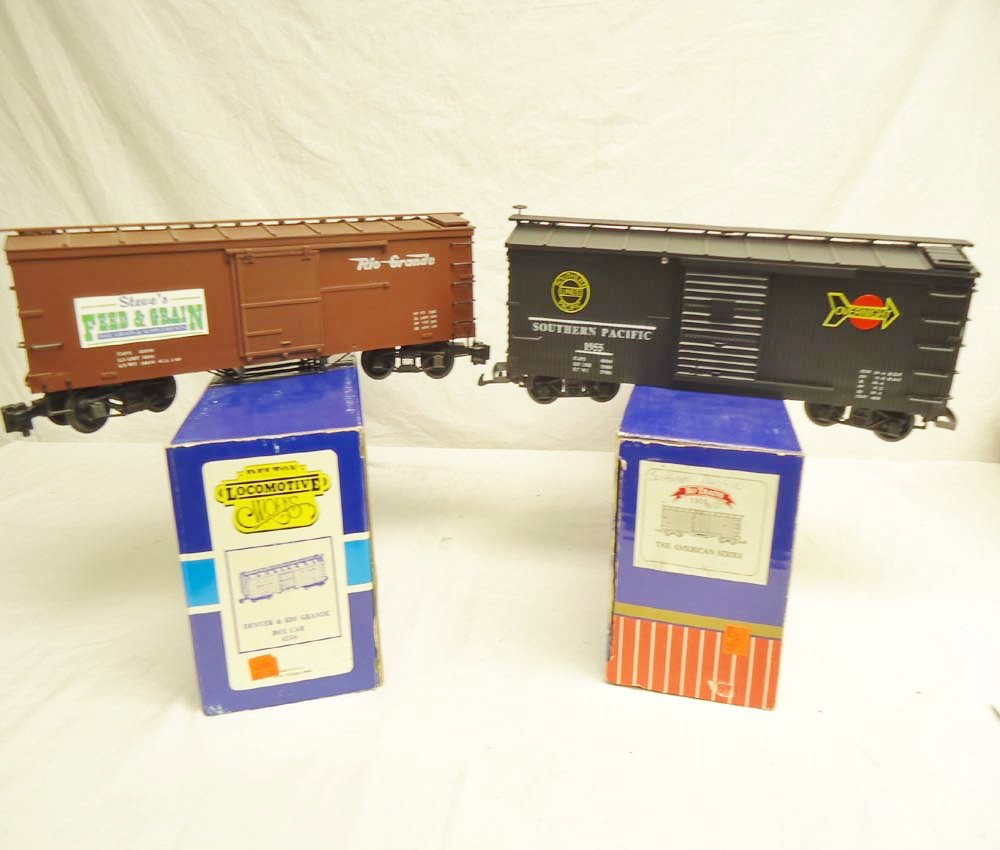 ABT: Delton/RO Trains G Scale: #4254 Denver & Rio G: Paul V. Ambrose and Drew J. Bauer present: These are the #4254 Denver & Rio Grande and #1955 Southern Pacific Box Cars that Delton/RO Trains made for G Scale a few years ago. Original Boxes. Please ad