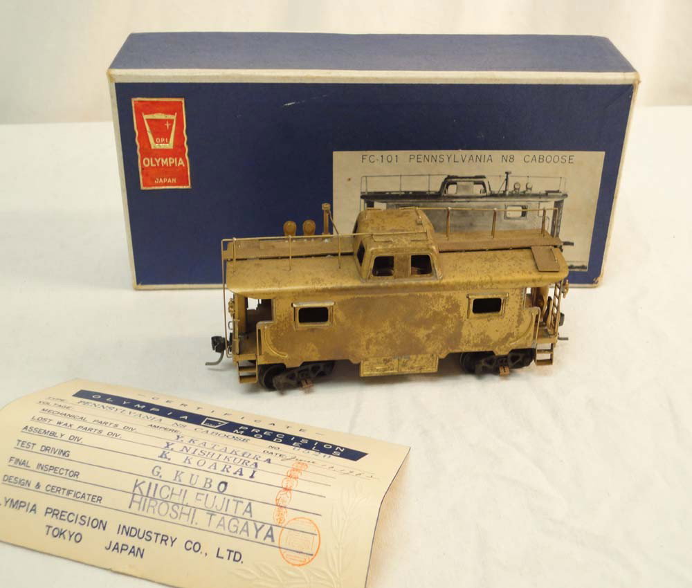 ABT: Olympia Precision Models HO Brass: Pennsylvan: Paul V. Ambrose and Drew J. Bauer present: This is the Pennsylvania FC-101 N8 Caboose that Olympia Precision Models made in HO Scale a few years ago. Please look at all the pictures; what is pictured 