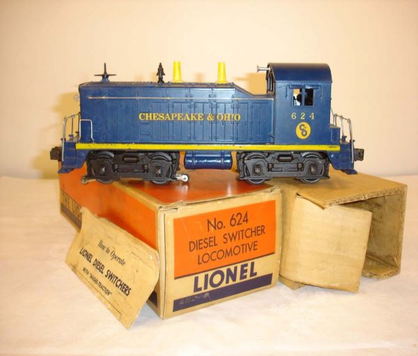 ABT: Great Lionel #624 C&O Switcher/Nice OB+: Paul V. Ambrose and Drew J. Bauer present: This is the #624 C&O Switcher with Magnetraction that Lionel made in the early 1950s. Our Opinion is that it is generally in Like New/LN- Condition, extremel