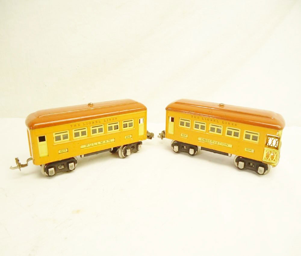 ABT: Lionel #603 & #604 O Gauge Two-Tone Terra-Cot: Paul V. Ambrose and Drew J. Bauer present: These are the #603 & #604 Two-Tone Terra-Cotta Passenger Cars that Lionel made in O Gauge circa 1930. No Boxes. Please add $14.00 for US-48 Shipping and Insu