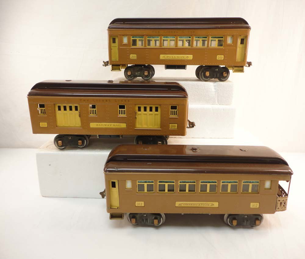 ABT: Lionel Standard Gauge #309/310/312 Baby State: Paul V. Ambrose and Drew J. Bauer present: These are the #309 Pullman, #310 Mail Car, and #312 Observation Baby State Brown Passenger Cars that Lionel made in Standard Gauge in the 1920s. Our Opinion 