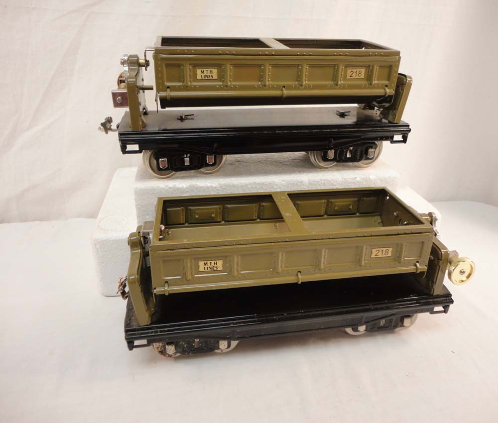 ABT: 2 MTH Standard Gauge #218 Dump Cars: Paul V. Ambrose and Drew J. Bauer present: These are two #218 Dump Cars that MTH made in Standard Gauge in the recent past. No Boxes. Please add $22.00 for US-48 Shipping and Insurance.