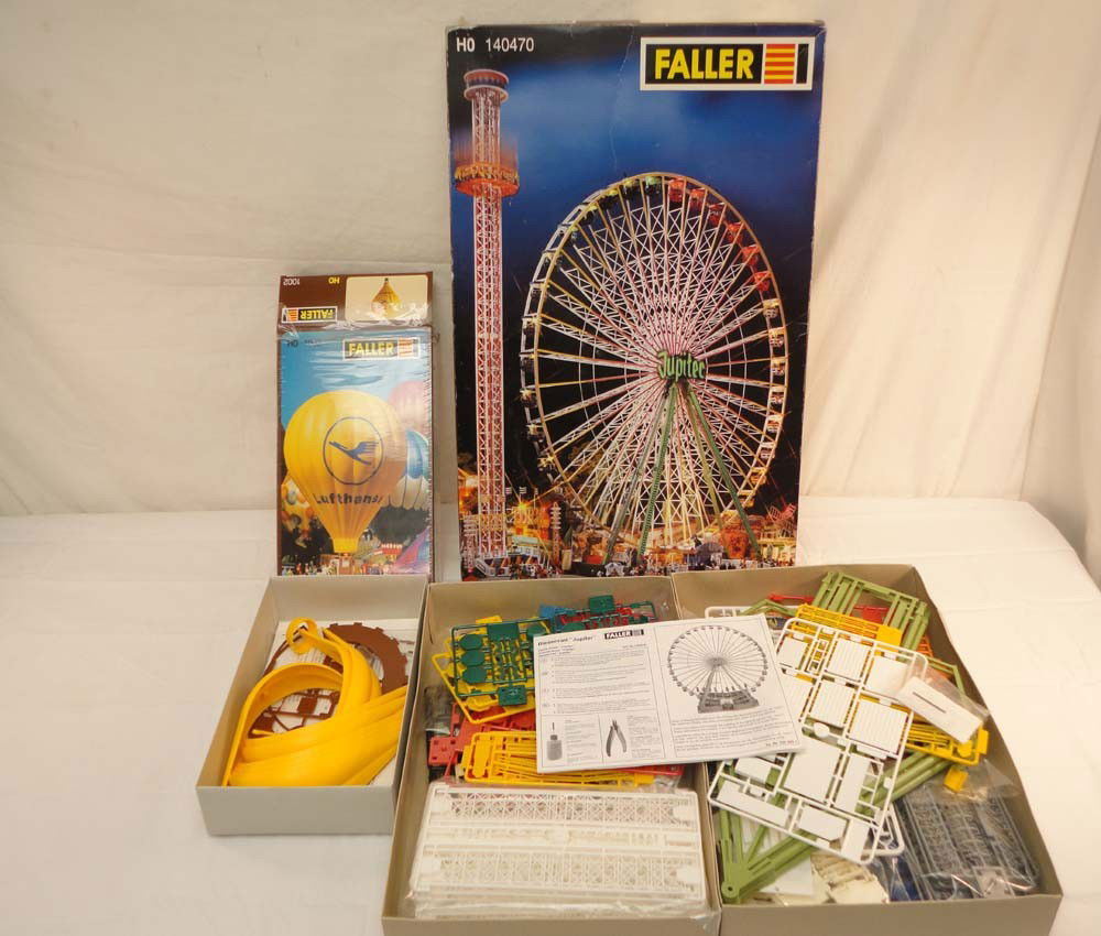 ABT: Faller HO Scale: #104070/140471/1002 Jupiter: Paul V. Ambrose and Drew J. Bauer present: These are the #104070 "Jupiter" Ferris Wheel, the #140471 Jupiter Light-up Sign, and the #1002 Hot Air Balloon Kits that Faller that Bachmann made in HO Scal