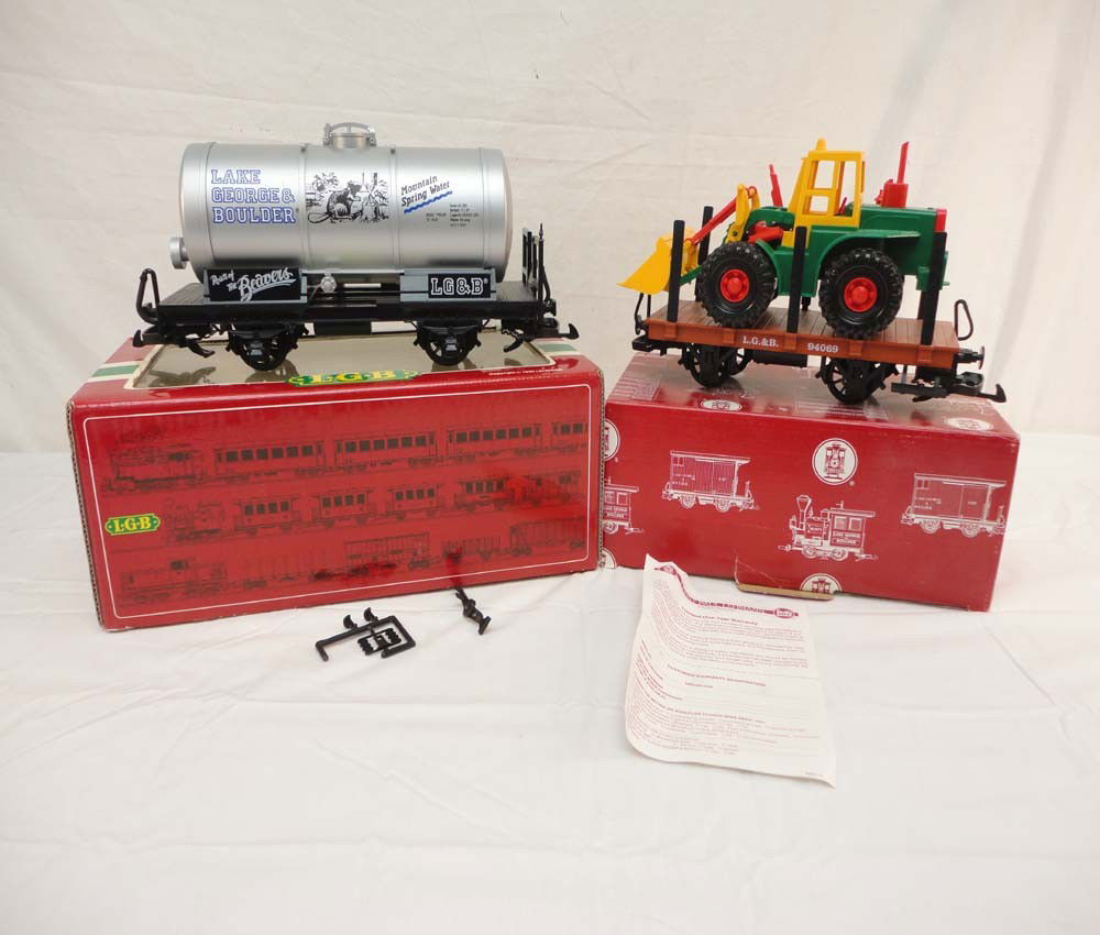 ABT: LGB G Scale: #4140 & #94069 Freight Cars/OBs: Paul V. Ambrose and Drew J. Bauer present: These are the #4140 Lake George and Boulder Tank Car and the #94069 LG&B Flat Car wtih Tractor that LGB made in G Scale a few years ago. Please look at all t