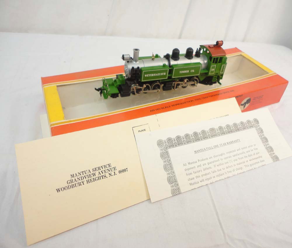 ABT: Mantua HO Scale: #326-100 Weyerhauser Booth K: Paul V. Ambrose and Drew J. Bauer present: This is the #326-100 Weyerhauser Booth Kelly Logger Steam Engine that Mantua made in HO Scale a few years ago. Please look at all the pictures; what is pictu