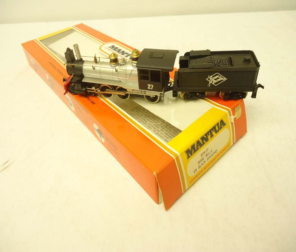 ABT: Mantua HO Scale: #308-27 Dixie Bell Engine an: Paul V. Ambrose and Drew J. Bauer present: This is the #308-27 Dixie Bell Engine and Tender that Mantua made in HO Scale a few years ago. Please look at all the pictures; what is pictured is what you 