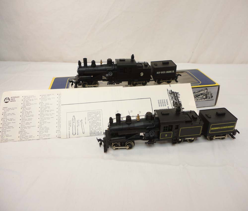 ABT: AHM HO Scale: #5169-04 Deep River & Greenbrie: Paul V. Ambrose and Drew J. Bauer present: These are the #5169-04 Deep River Logging Co. Heisler and the unnumbered Greenbrier & Elk River Engines and Tenders that AHM made in HO Scale a few years ago
