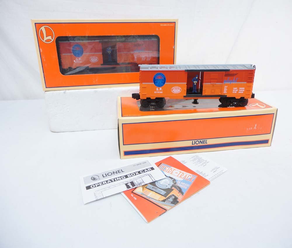 ABT: 2 Mint Lionel #52170 Chicagoland Lionel Railr: Paul V. Ambrose and Drew J. Bauer present: These are two #52170 Union Pacific Uncle Herb Action Cars that Lionel made for the Lionel Chicagoland Model Railroad Club in 2000. Diecast Sprung Trucks. Our