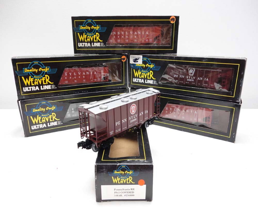 ABT: 6 Mint Assorted Weaver Pennsylvania Freight C: Paul V. Ambrose and Drew J. Bauer present: These are six Assorted Pennsylvania Freight Cars that Weaver made a few years ago. Two PS-2 Covered Hoppers, three three-bay Coal Cars, and two-bay Coal Car.