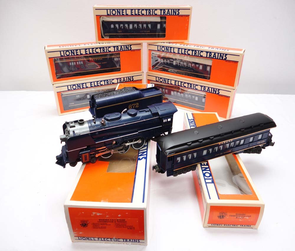 ABT: Mint Lionel #8610 Wabash Steam Passenger Set/: Paul V. Ambrose and Drew J. Bauer present: This is the Wabash Fallen Flags Passenger Set that Lionel made circa 1986. Included are the #8610 Wabash 4-6-2 Diecast Hudson Steam Engine and Tender with Sm