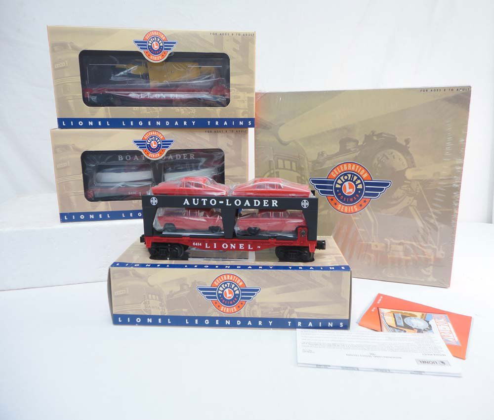 ABT: 4 Mint Assorted Lionel Post War Celebration S: Paul V. Ambrose and Drew J. Bauer present: These are four Assorted Post War Celebration Series Cars that Lionel made a few years ago. Included are the #19554 Post-War Operating Milk Car, the #19427 Fl