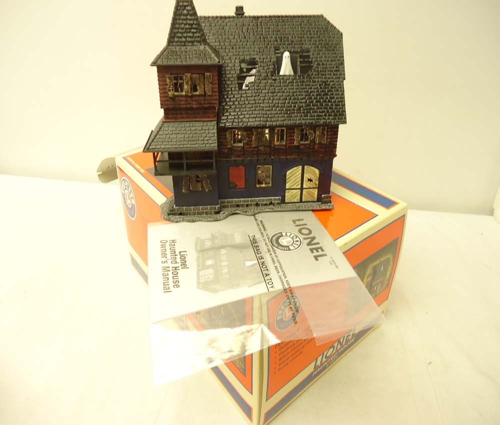 ABT: Mint Lionel #14072 Haunted House/OB: Paul V. Ambrose and Drew J. Bauer present: This is the #14072 Haunted House that Lionel made a few years ago. Features flashing interior lightening, a circling witch, a bobbing ghost and scary sounds.