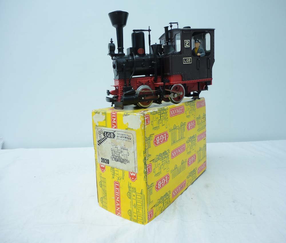 ABT: LGB G Scale: #2020 Black 0-4-0 Steam Engine/OB: Paul V. Ambrose and Drew J. Bauer present: This is the #2020 Engine that LGB made for G Scale a few years ago. Our Opinion is that it is generally in Like New Condition. Original Box. All Original in