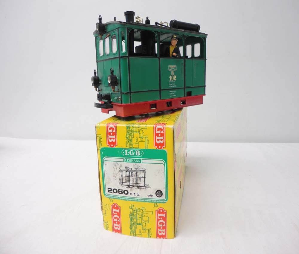 ABT: LGB G Scale: #2050 Green Engine/OB: Paul V. Ambrose and Drew J. Bauer present: This is the #2050 Engine that LGB made for G Scale a few years ago. Our Opinion is that it is generally in Like New Condition. Original Box. All Original in
