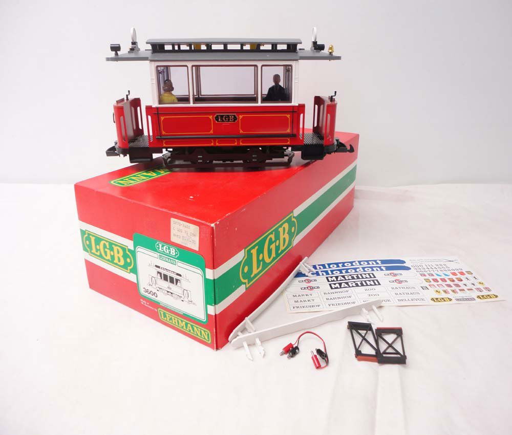ABT: LGB G Scale: #3600 Trolley/OB: Paul V. Ambrose and Drew J. Bauer present: This is the #3600 Trolley that LGB made for G Scale a few years ago. Our Opinion is that it is generally in Like New Condition. Original Box. All Original in