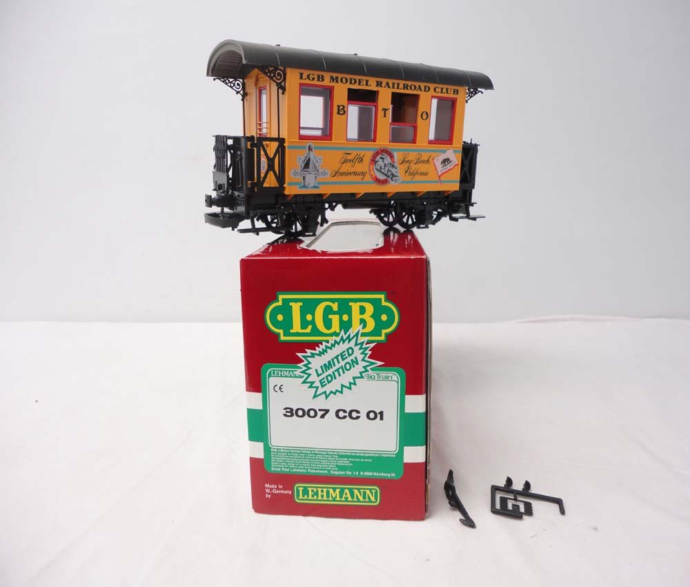 ABT: LGB G Scale: #3007 CC 01 Passenger Car/OB: Paul V. Ambrose and Drew J. Bauer present: This is the #3007 CC 01 Passenger Car that LGB made for G Scale a few years ago. Our Opinion is that it is generally in Like New Condition. Original Box. All