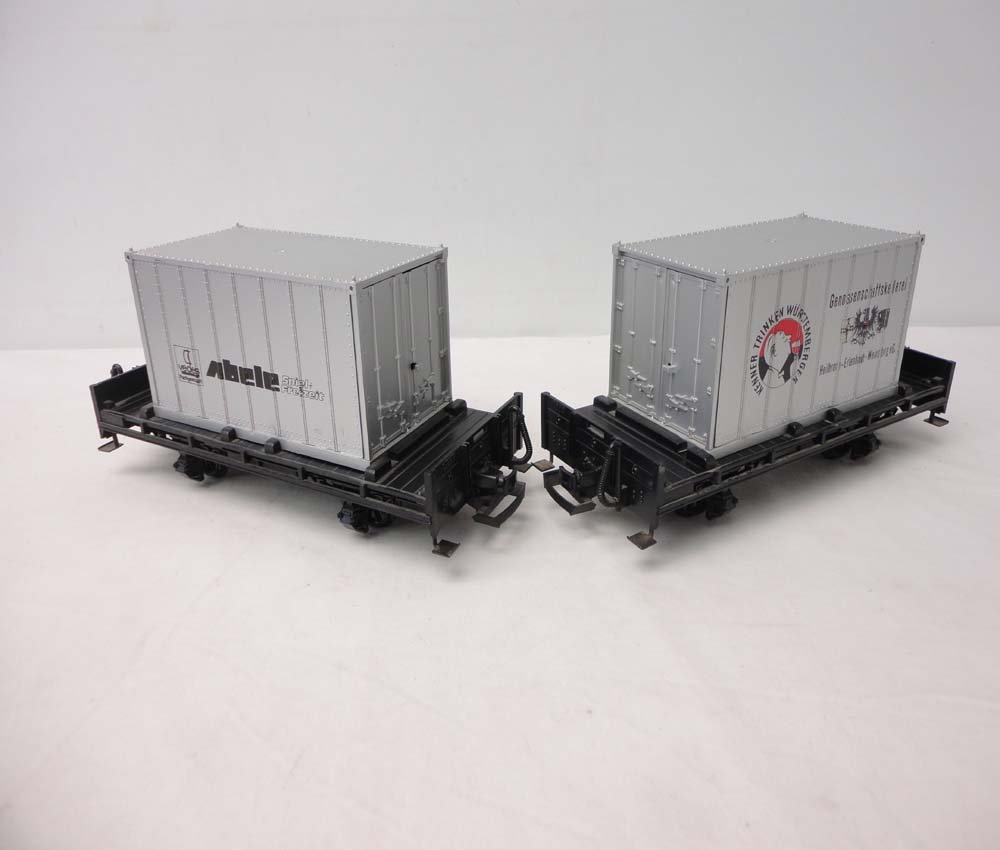 ABT: LGB G Scale: 2 #4003KT Flat Car with Trailers: Paul V. Ambrose and Drew J. Bauer present: These are two #4003KT Flat Cars with Trailers that LGB made for G Scale a few years ago. Our Opinion is that it is generally in Like New Condition. No Boxes.